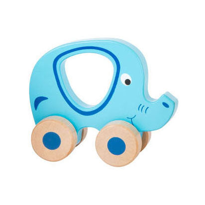 Piccola figura in legno a piede animale su ruote