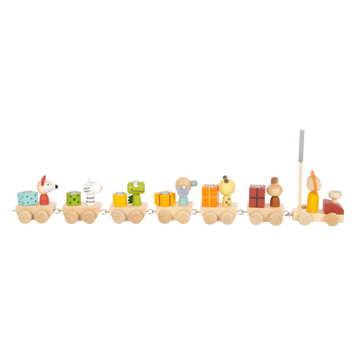 Animali da treno di compleanno in legno di piccoli piedi con numeri