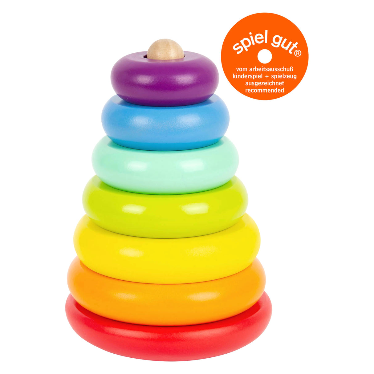 Rainbow della torre impilamento in legno a piede piccoli, 7dlg.