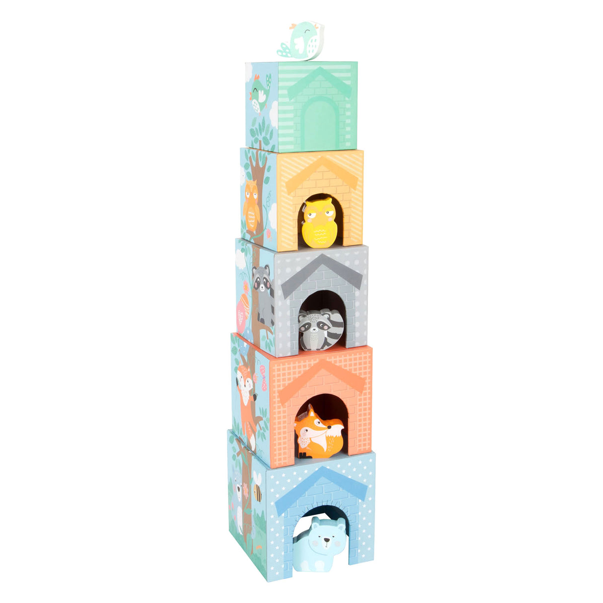 Small foot stacking tower with forest animals pastel, 10dlg.
