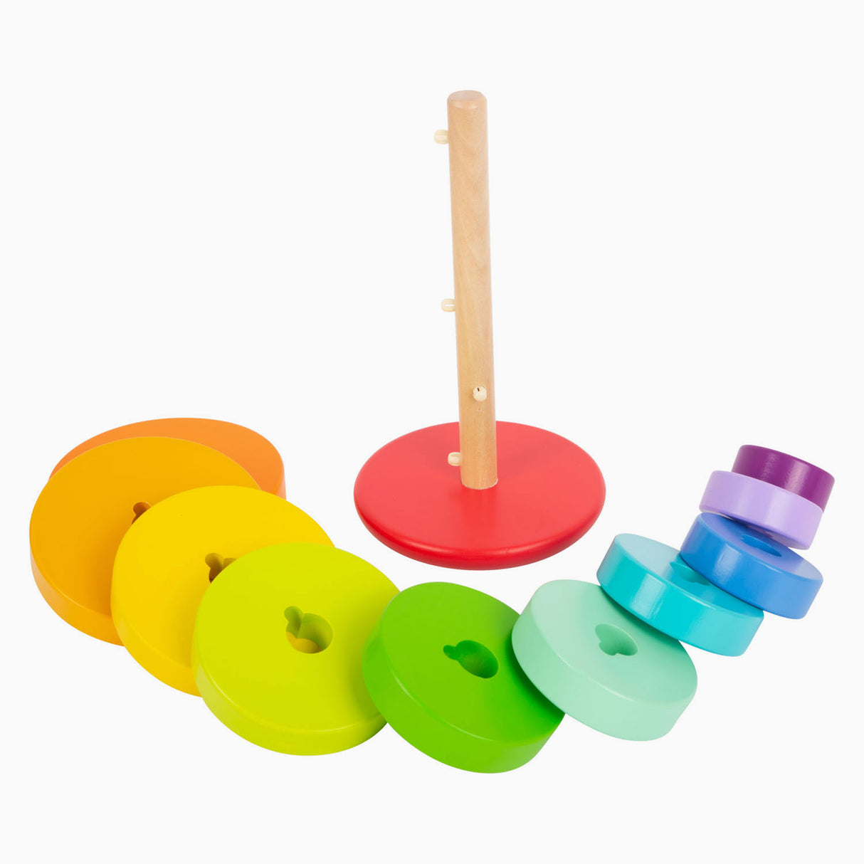 Rainbow della torre impilamento in legno a piede piccoli, 11dlg.