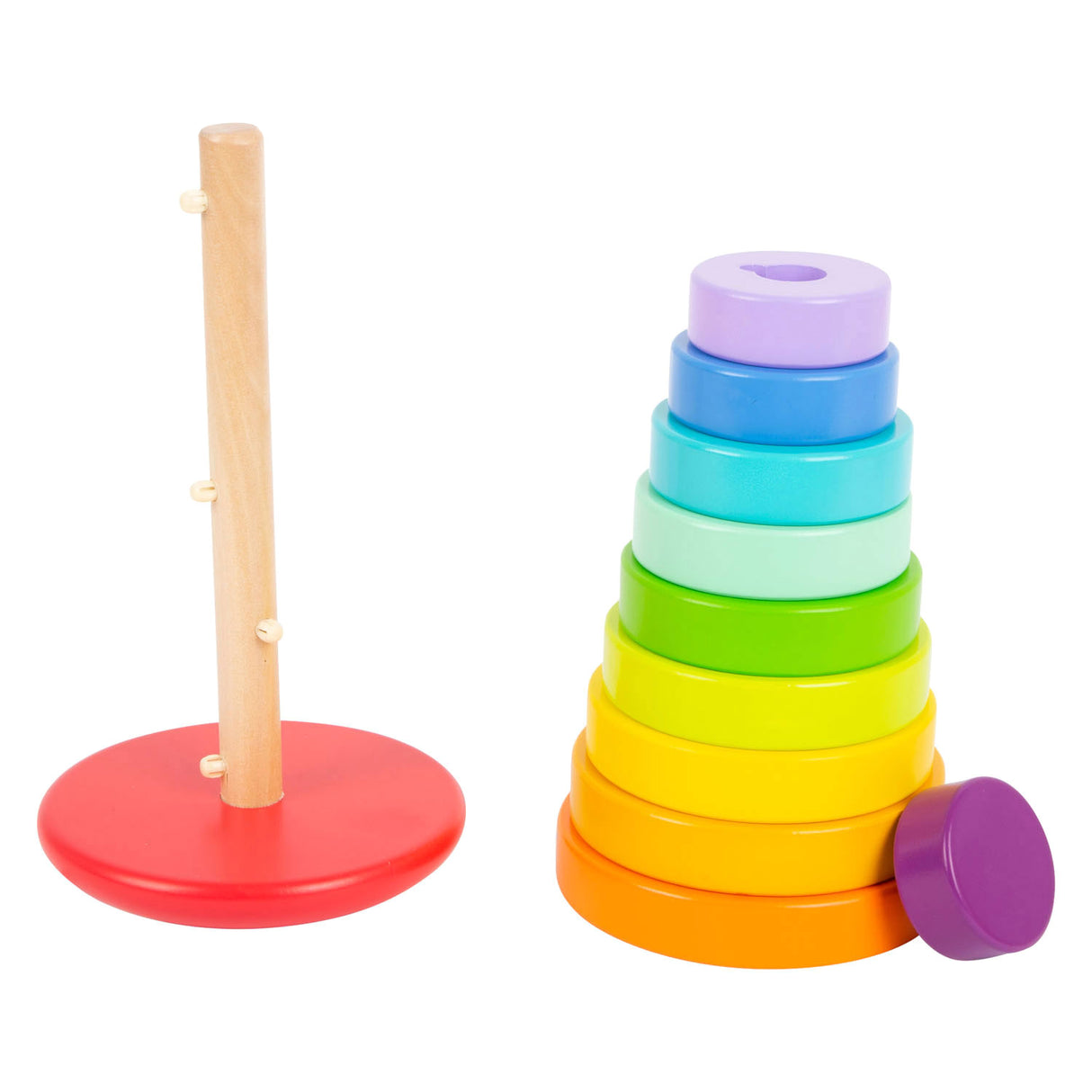 Rainbow della torre impilamento in legno a piede piccoli, 11dlg.
