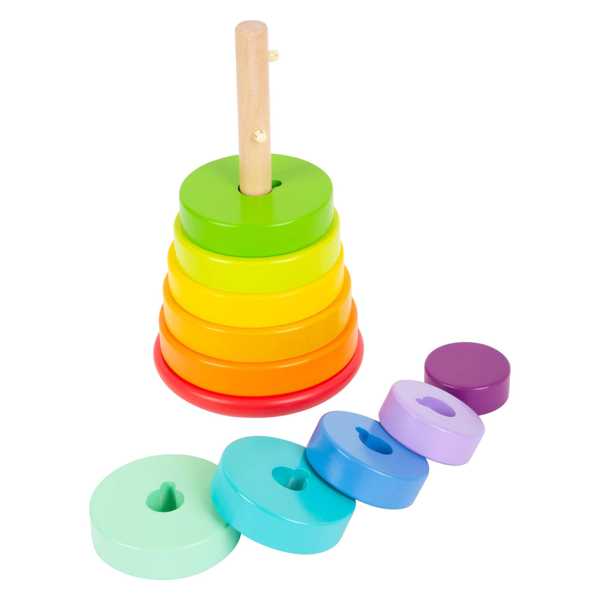 Rainbow della torre impilamento in legno a piede piccoli, 11dlg.