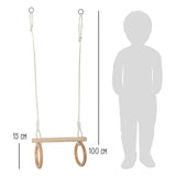 Klenge Fouss - hëlze Trapeze mat Gymnastik Réng, 100 cm