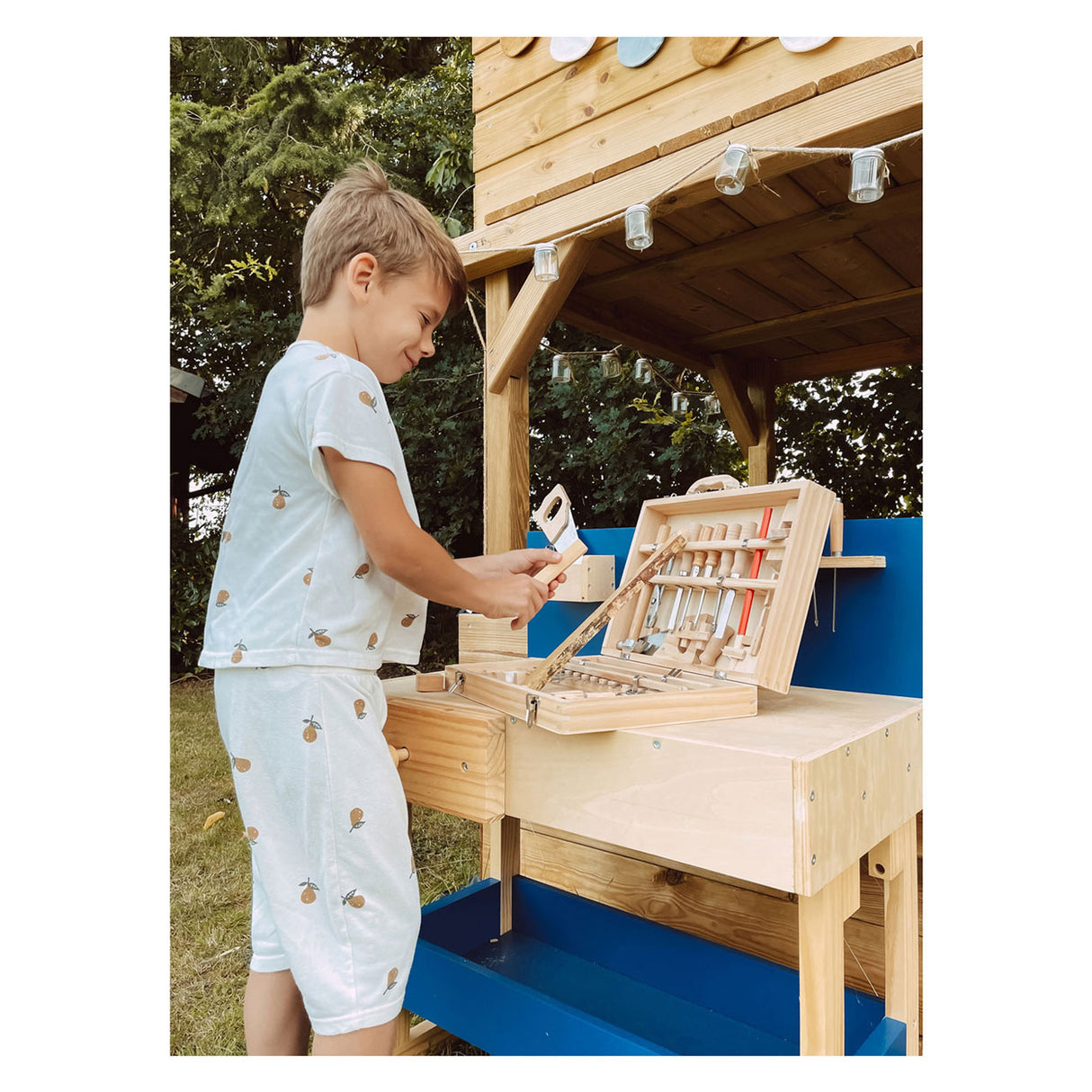 Petit pied - boîte à outils en bois Deluxe avec outils, 28dlg.