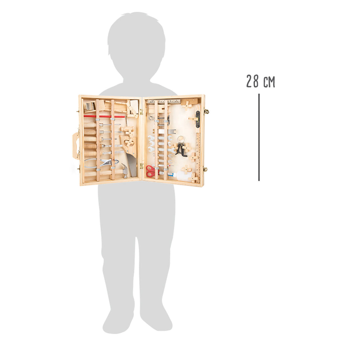 Petit pied - boîte à outils en bois Deluxe avec outils, 28dlg.
