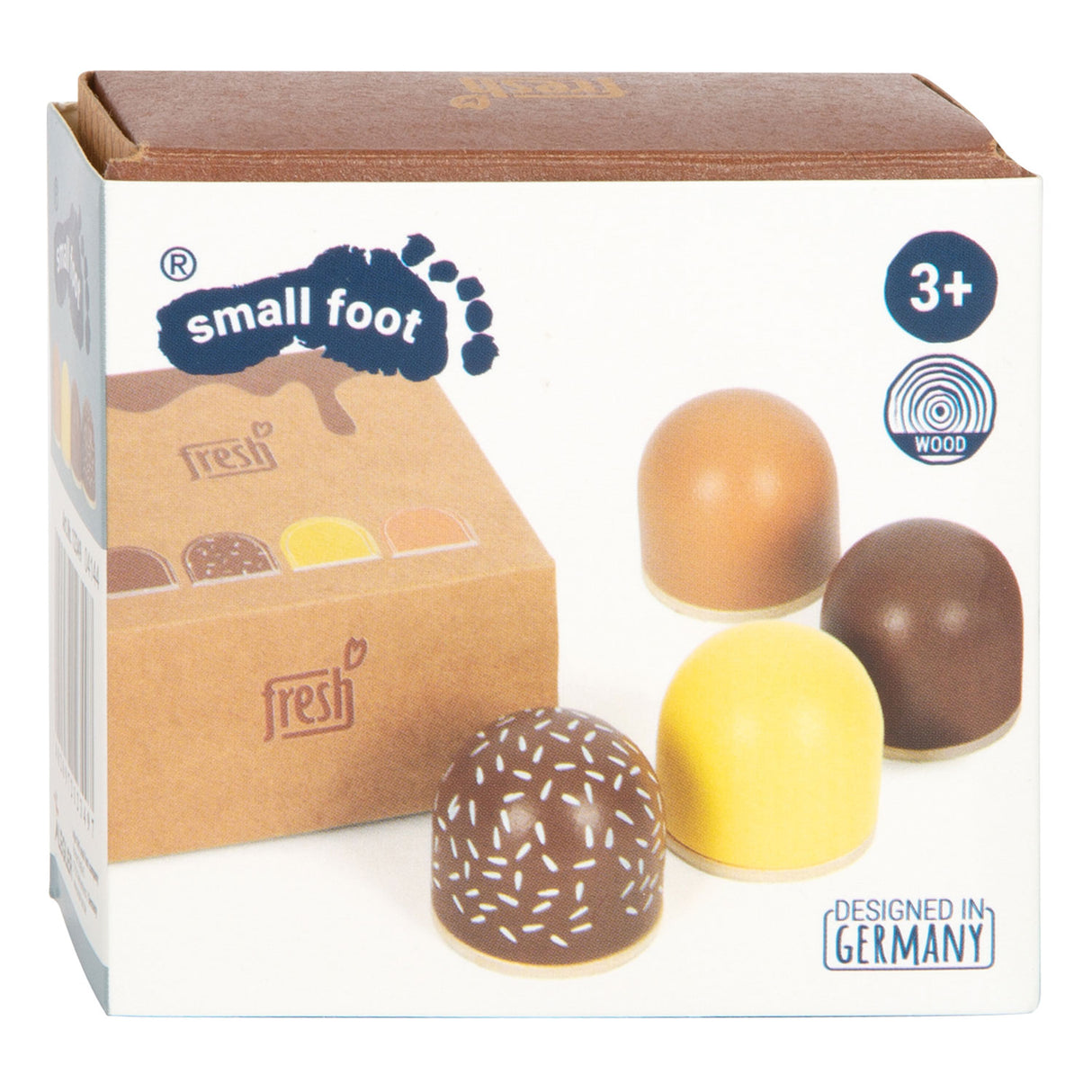 Små fot träspelar marshmallows, 4dlg.