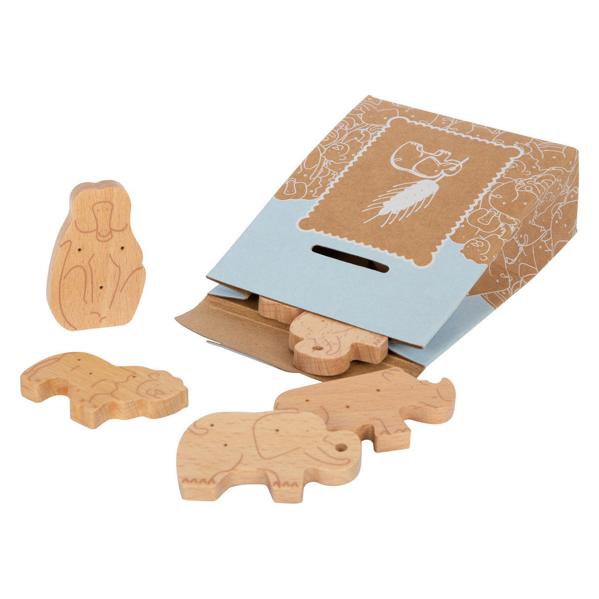 Malé nohy dřevěné Playets Animals Crackers, 8dlg.