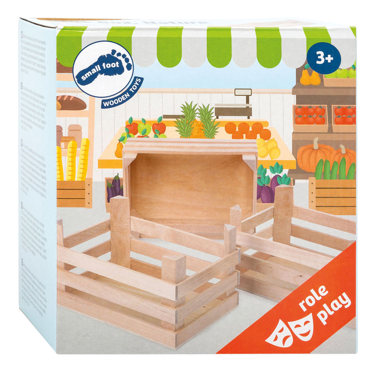 Kleng Fouss Holzkraaft grouss 18x12x9,5 cm, set vun 3