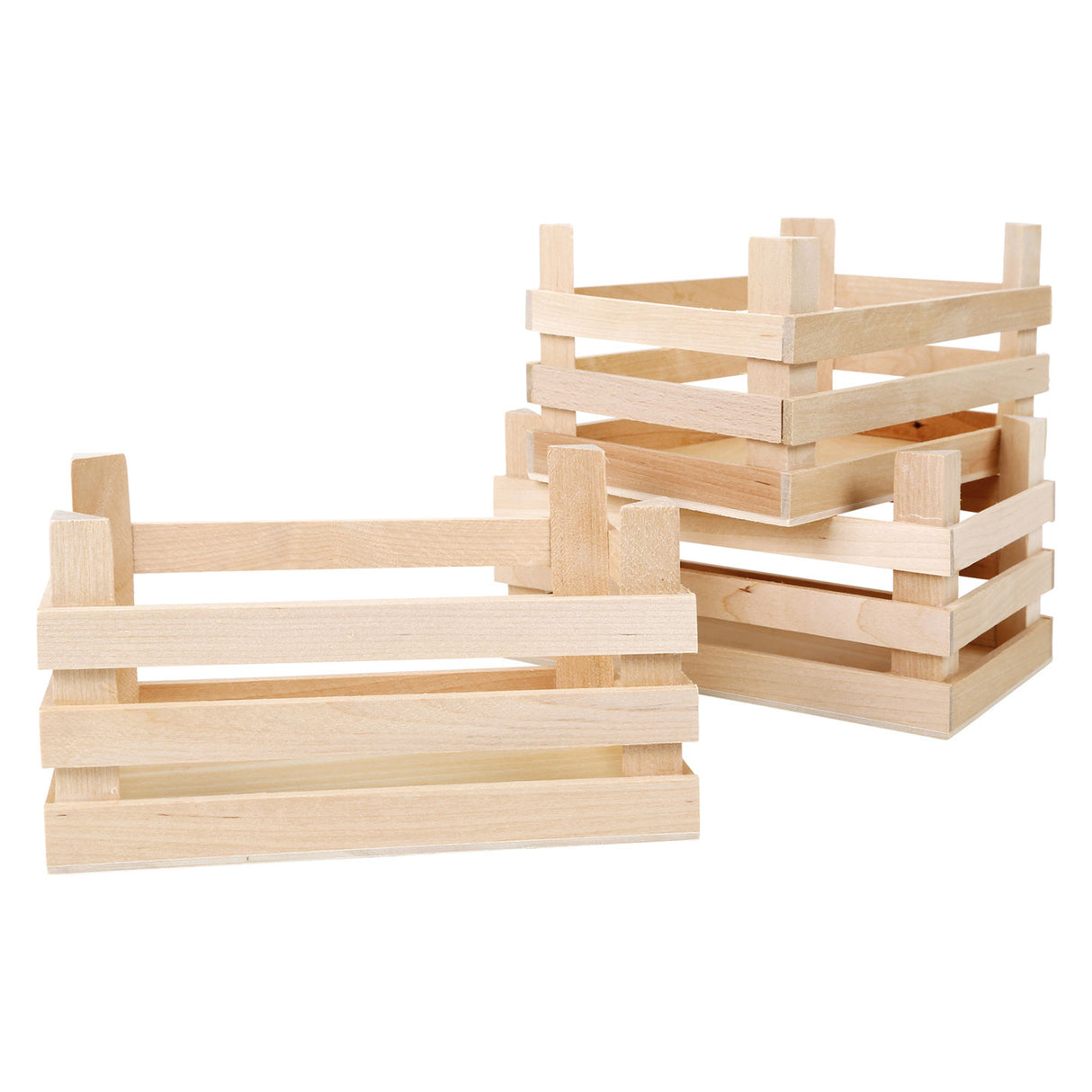 Kleng Fouss Holzkraaft grouss 18x12x9,5 cm, set vun 3