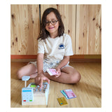 Piccole piede - Checkout dei giocattoli in legno con accessori, 15dlg.