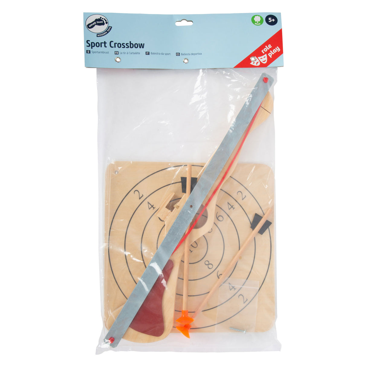 Petit pied - Croix de sports en bois avec carte cible, 4DLG.