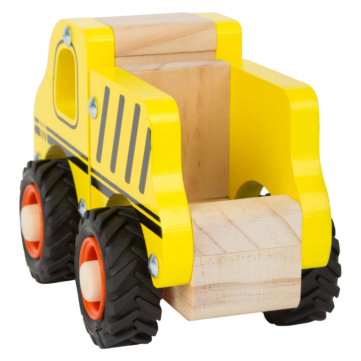 Petit pied de travail en bois du véhicule de construction du chantier jaune