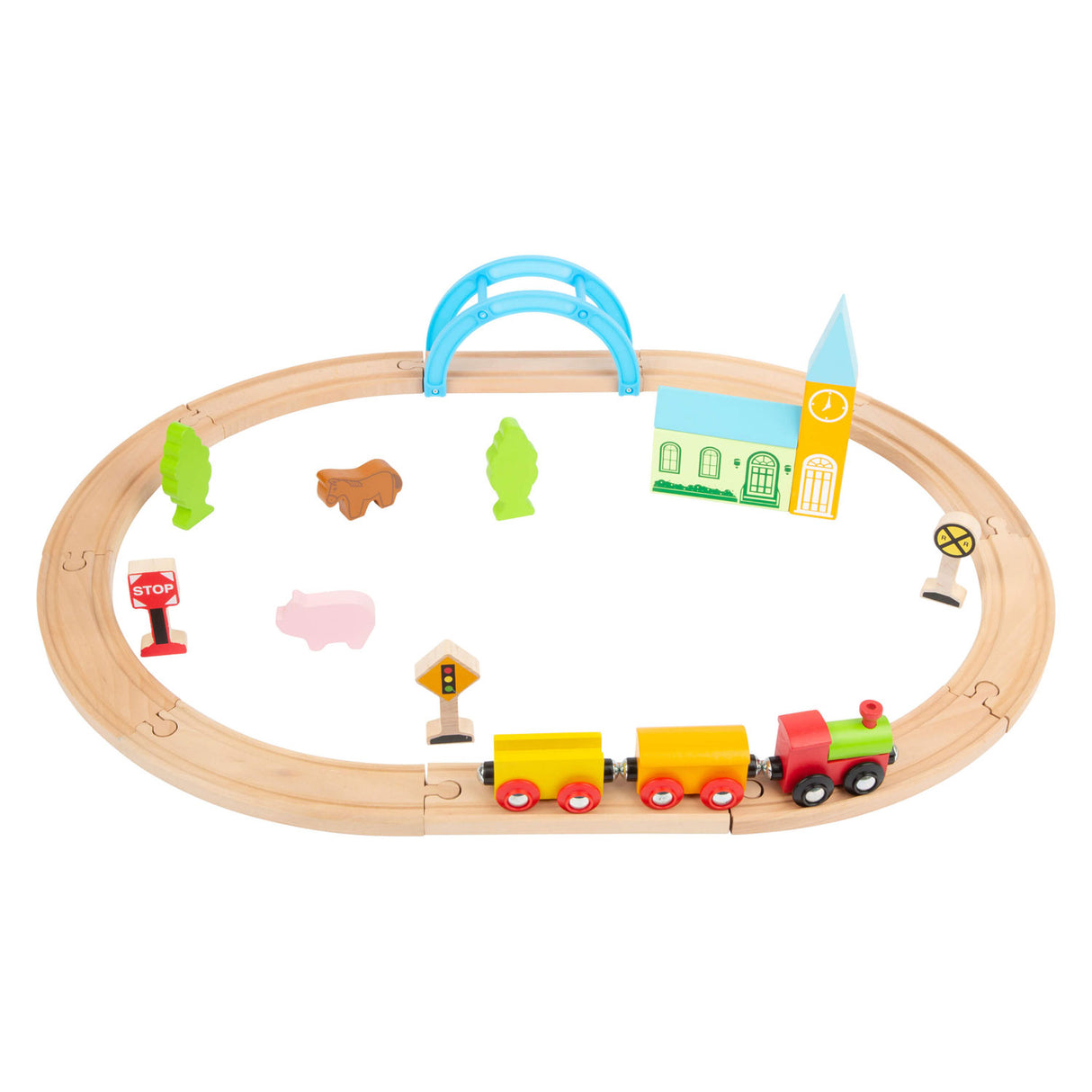 Terni di legno di piccoli piedi set di città e campagna, 24dlg.