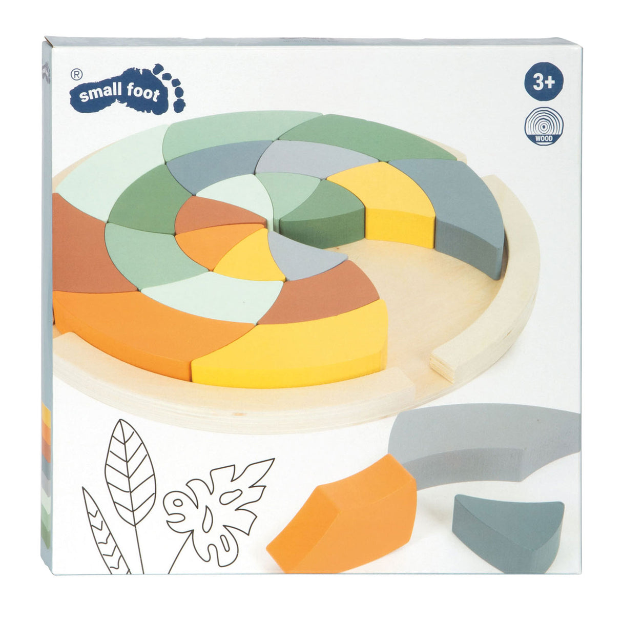 Puzzle de forme en bois de petit pied rond, 24e.
