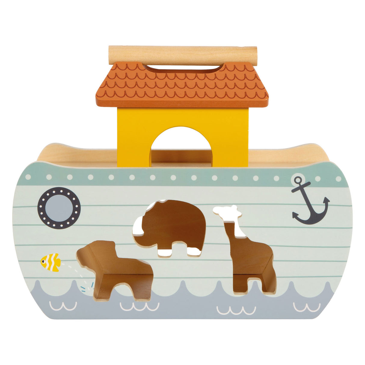 Small foot wooden form stew Ark from Noah Safari, 15dlg.