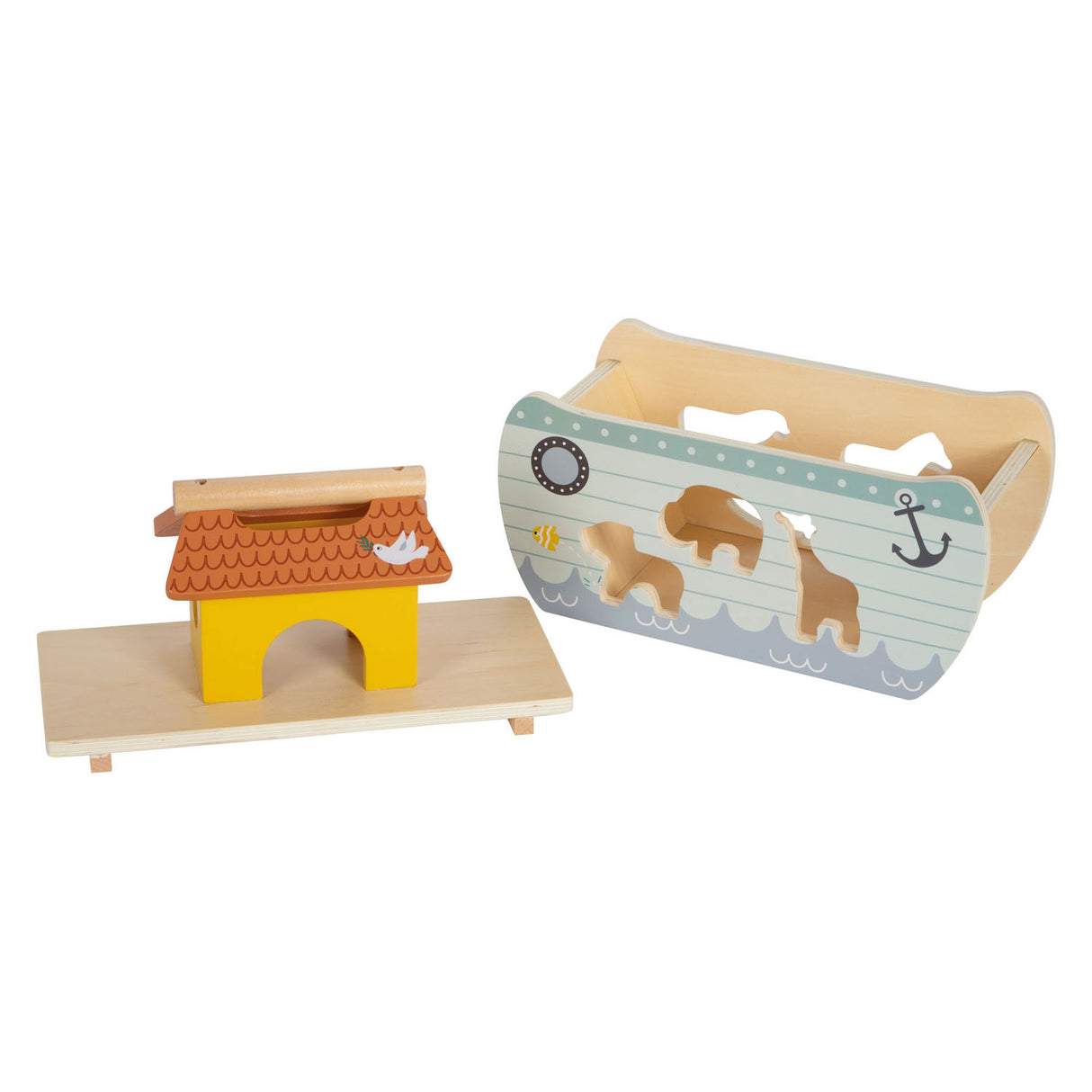 Small foot wooden form stew Ark from Noah Safari, 15dlg.