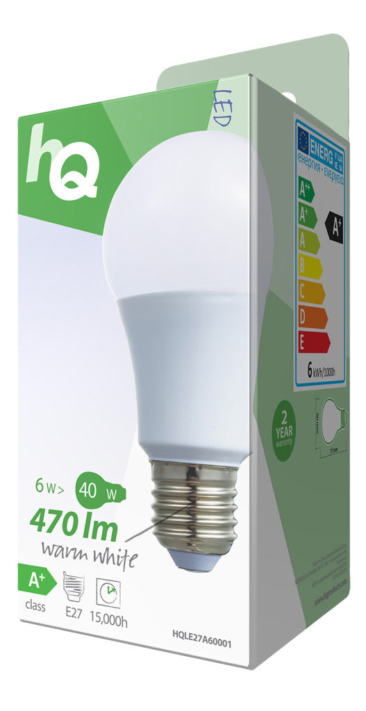HQ LE27A60001 LED LAMP A60 E27 6,5 W 470 LM 2 700 K