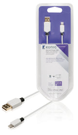 K OUML; NIG KNM39300W10 SYNC OCH LADDA KABEL 8 -PINS Lightning Man - USB 2.0 En hane 1,00 m vit