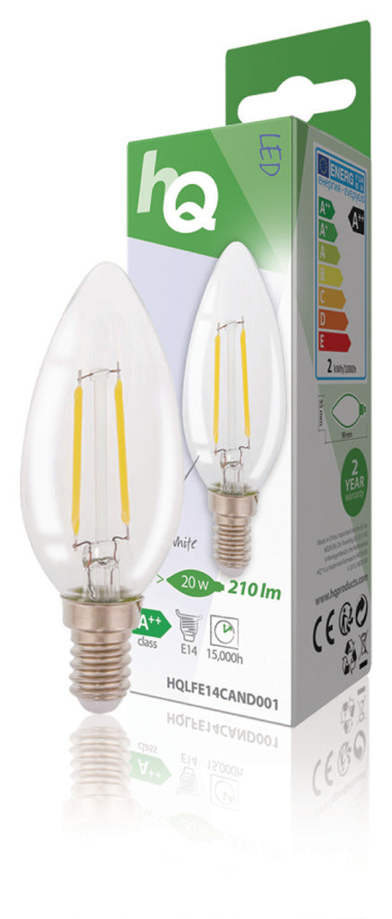 HQ LFE14CAND001 LED RETRO FILAMMER LAMP E14 Lys 2 W 210 LM 2700 K