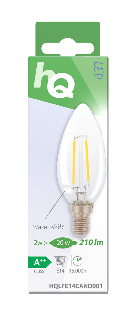 HQ LFE14CAND001 LED RETRO FILAMMER LAMP E14 Lys 2 W 210 LM 2700 K