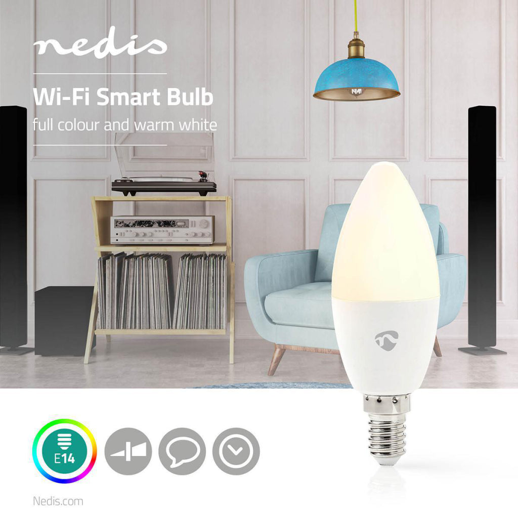 Nedis wifilc11wte14 Wi-Fi smart LED-lampe full farge og varmhvit E14
