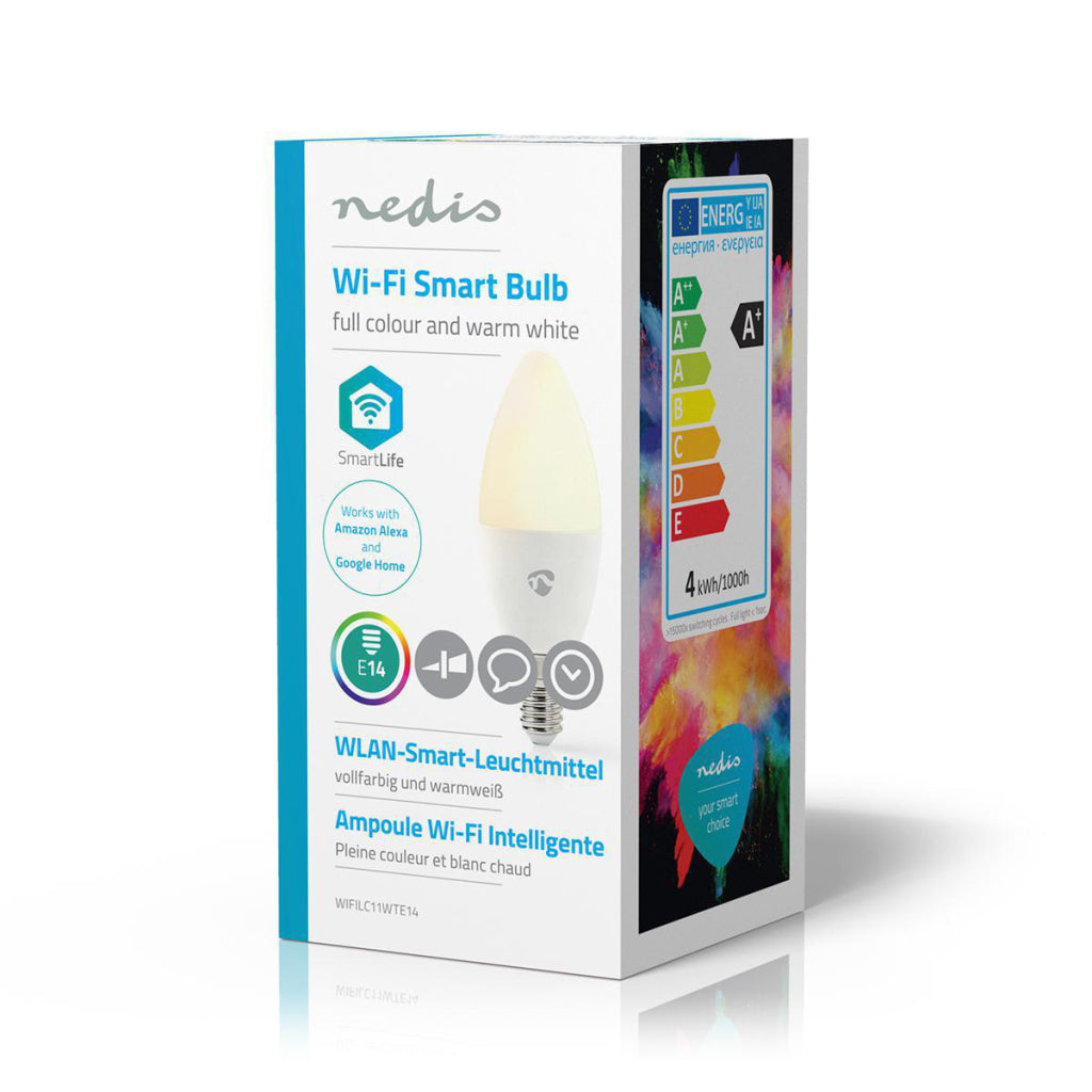 Nedis wifilc11wte14 Wi-Fi smart LED-lampe full farge og varmhvit E14