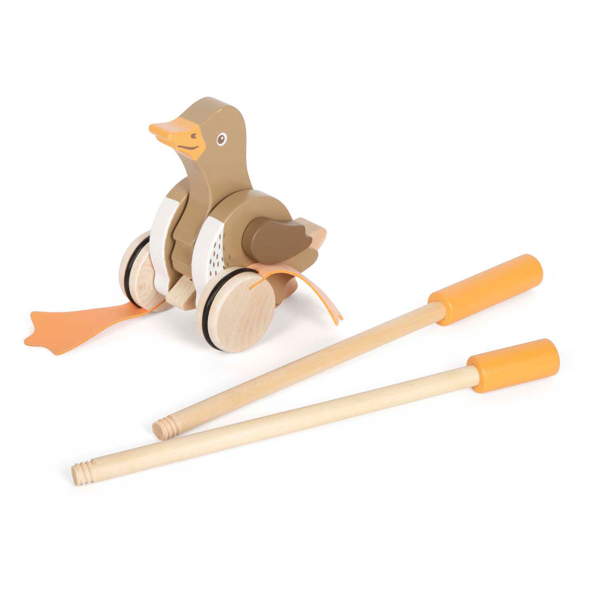 Klenge Fouss - hëlze Push-Figur Enten mat bewegende Kapp