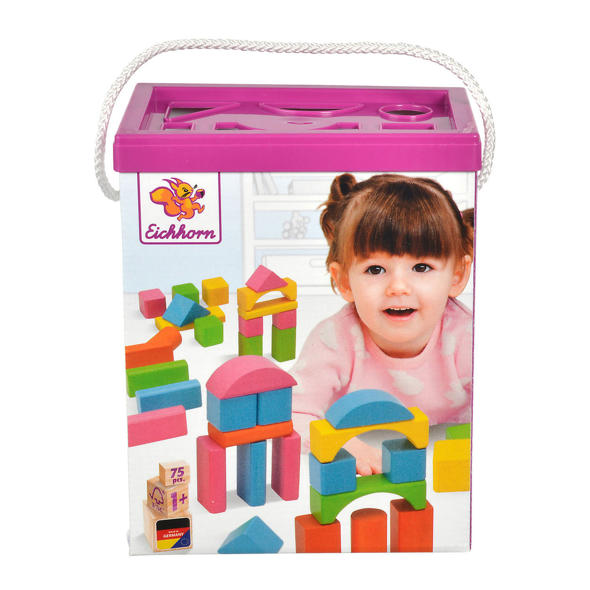 Eichhorn Blocs en bois colorés, 75dlg.