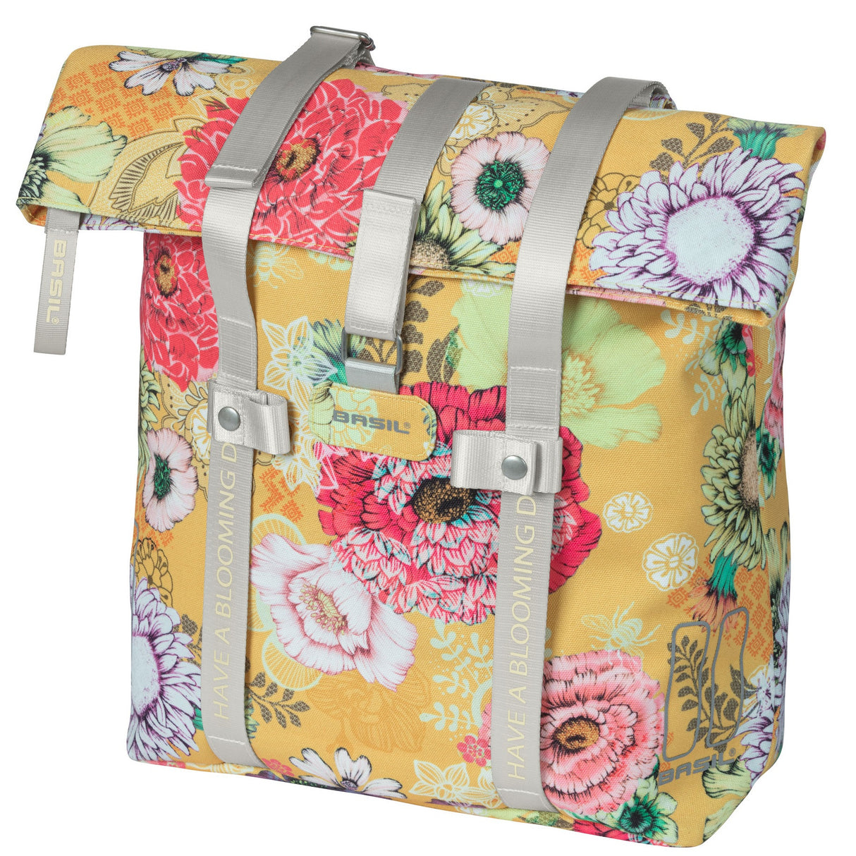 Basil Bloom Field Bicycle Shopper, jaune, capuchon recyclé, étanche et bandoulière réglable