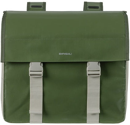 Basil Urban Load Double Bicycle Sac - Polyester étanche à la bâche - Sable vert - 48-53L
