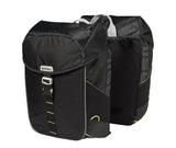 Basil Miles Double Bag - Vandtæt dobbelt cykelpose, Unisex, Sporty, Zwart -Limoen