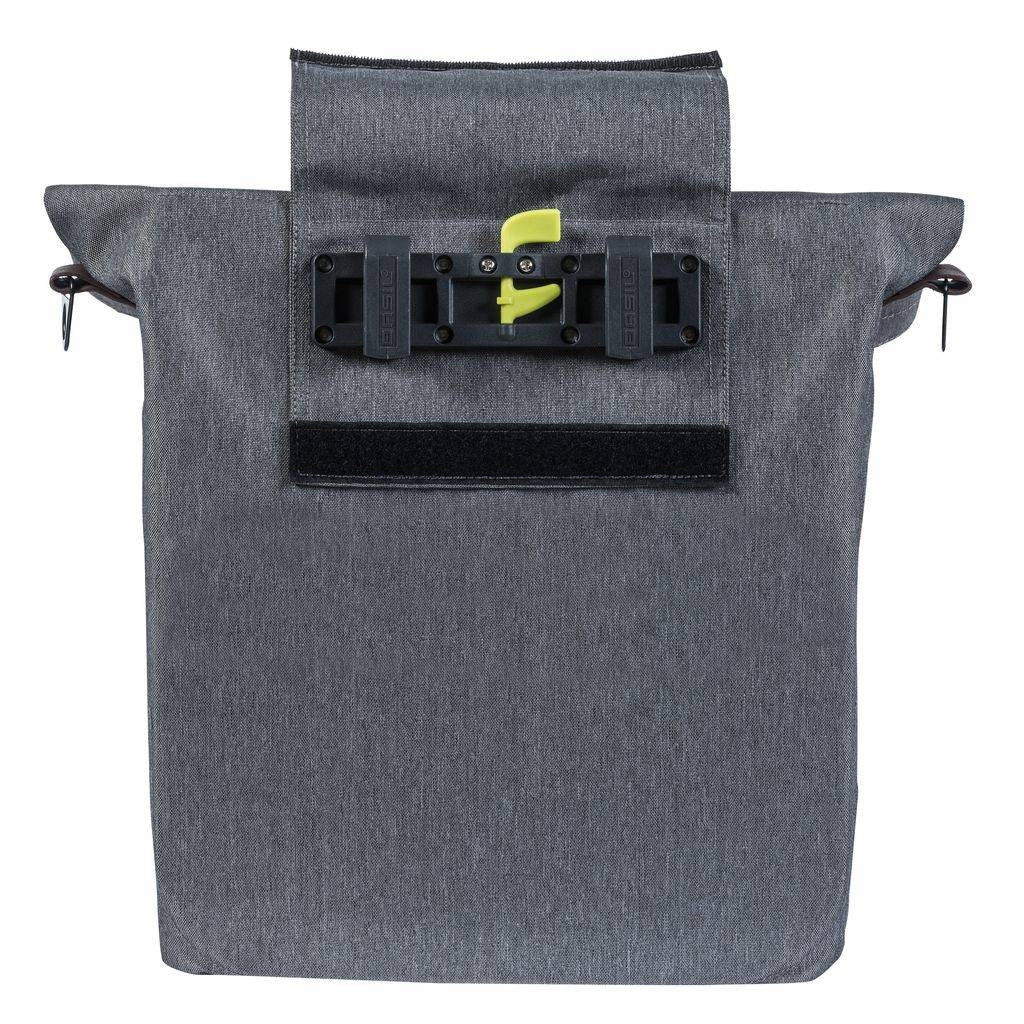 Basil City Shopper - FietShopper, Grey Melee, 14-16L, veganski leder, zložljivo zadrževanje vode, odsev