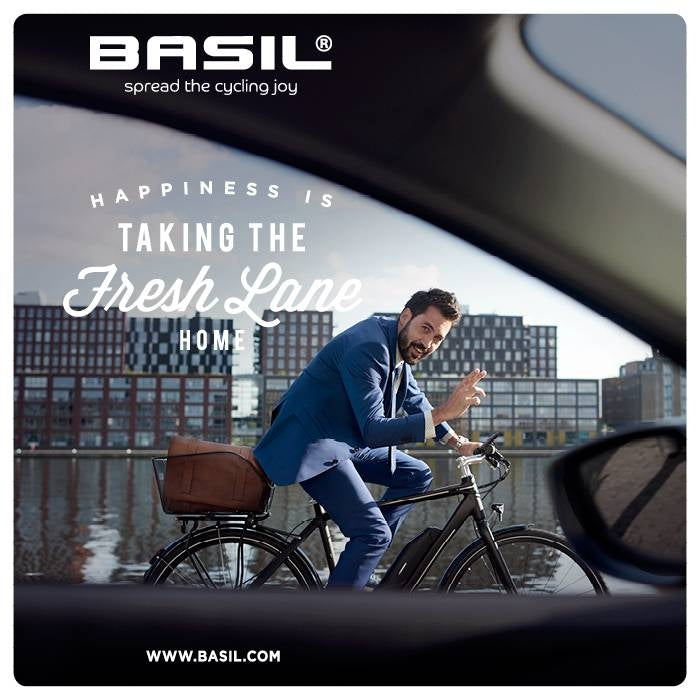 Basilikumikon M - cykelkurv - på bagsiden - sort