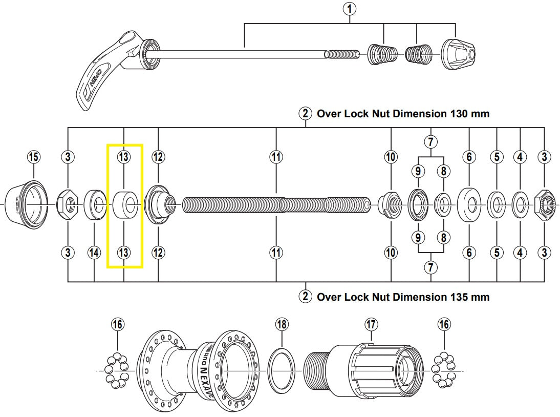 Bus de distance de Shimano à gauche 8 mm
