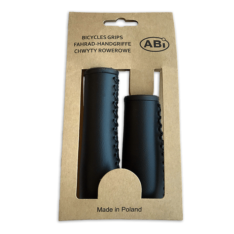 Manici per biciclette in pelle Abi - 120 mm di lunghezza, 95 mm corta