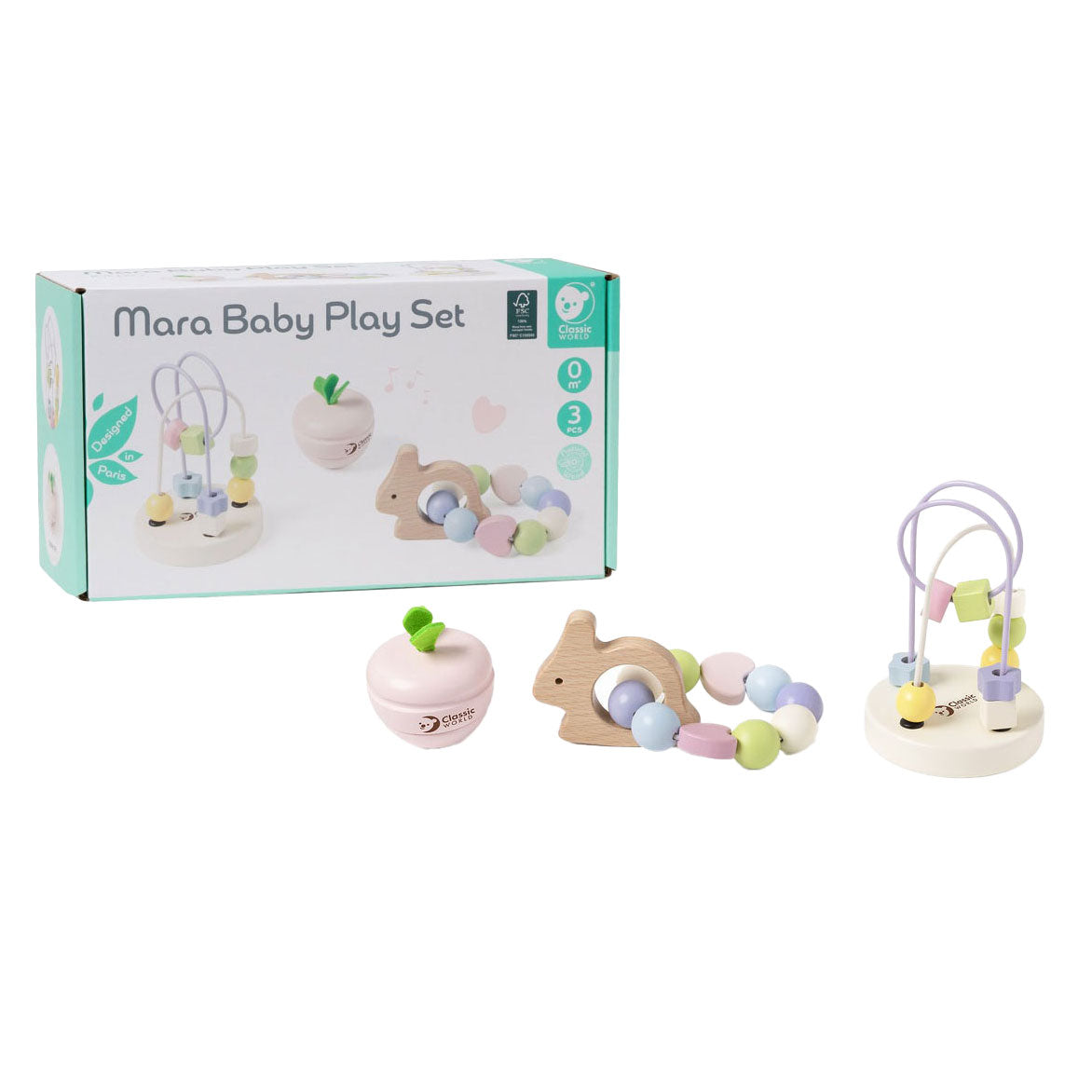 Classic Haapt hëlzent Puppelchen Spill Set Mora, 3DLG.