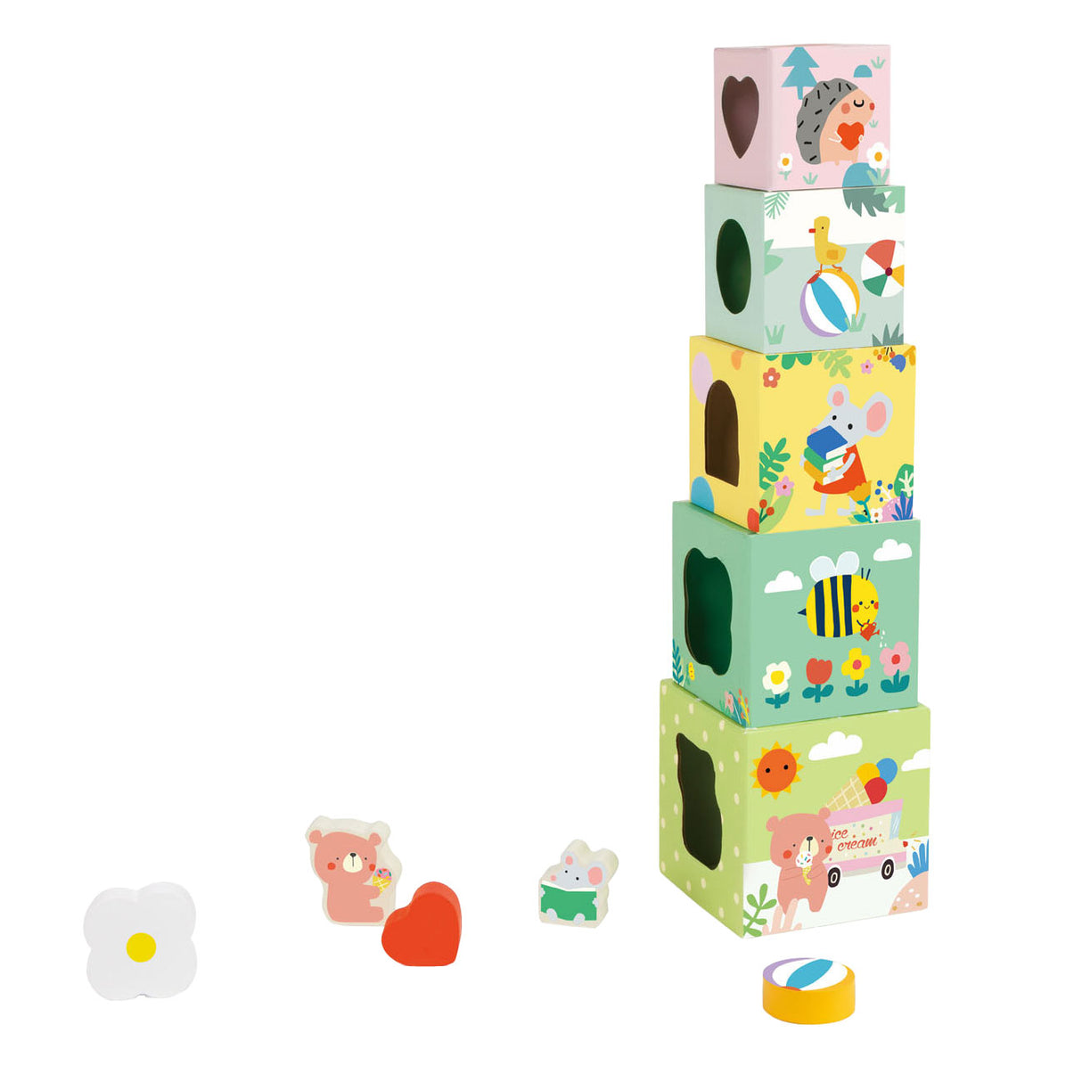 Klassesch Welt stackelt Blocks mat Bësch Déieren, 10DG.