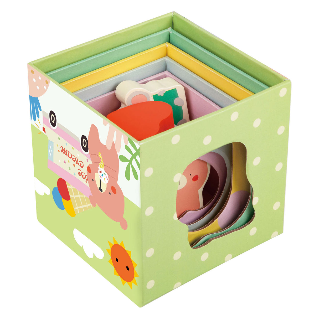 Klassesch Welt stackelt Blocks mat Bësch Déieren, 10DG.