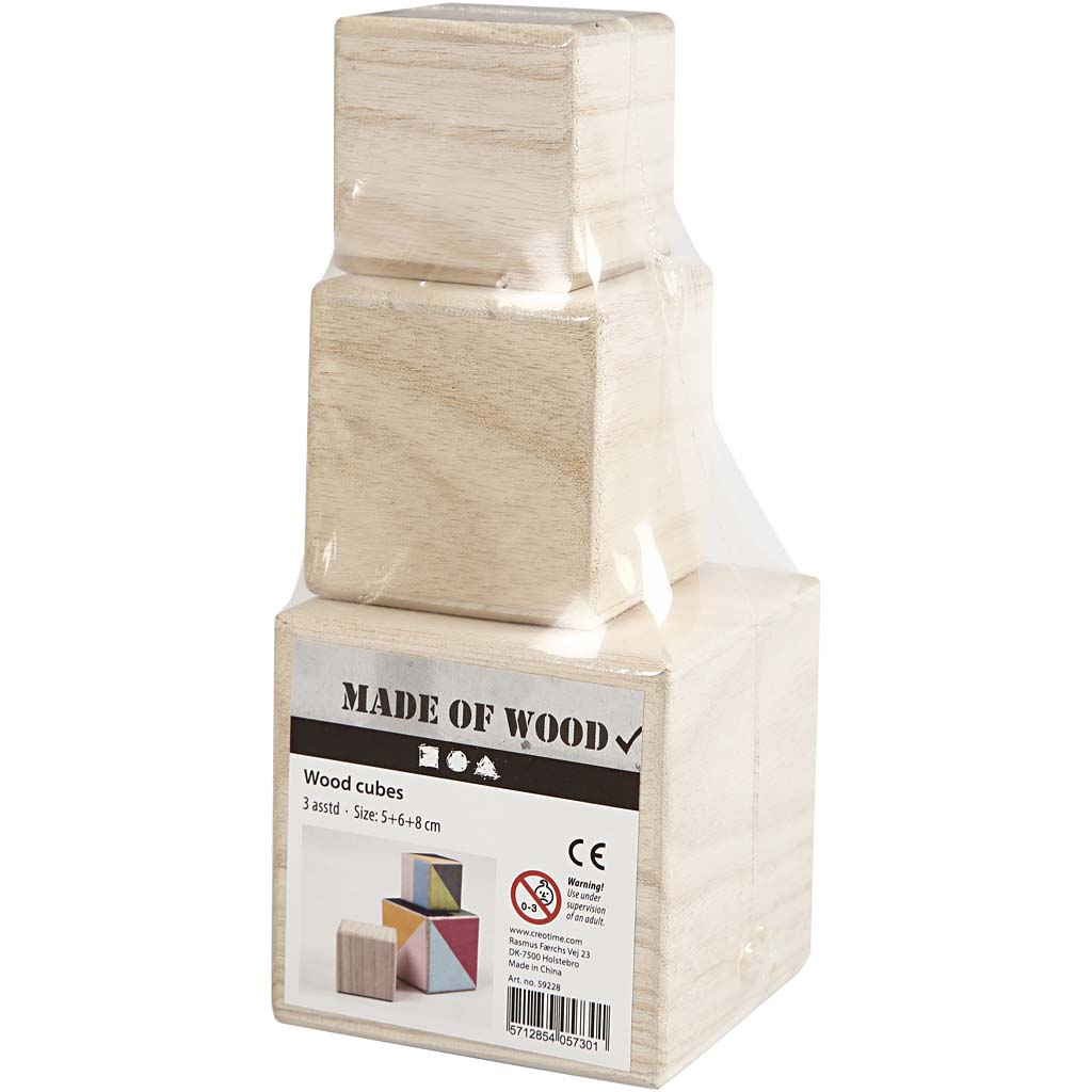 Cutiv Company Cubes en bois, ensemble de 3
