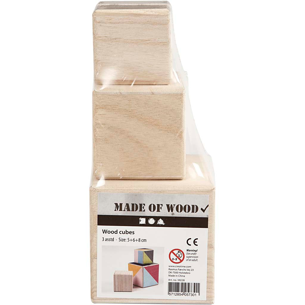 Cutiv Company Cubes en bois, ensemble de 3