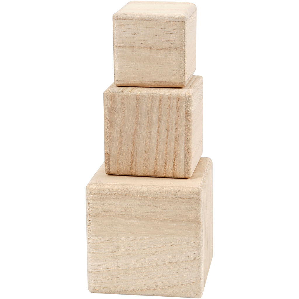 Cutiv Company Cubes en bois, ensemble de 3
