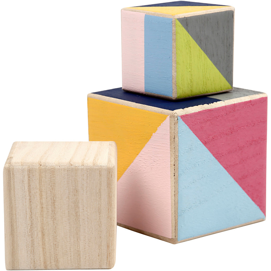 Cutiv Company Cubes en bois, ensemble de 3