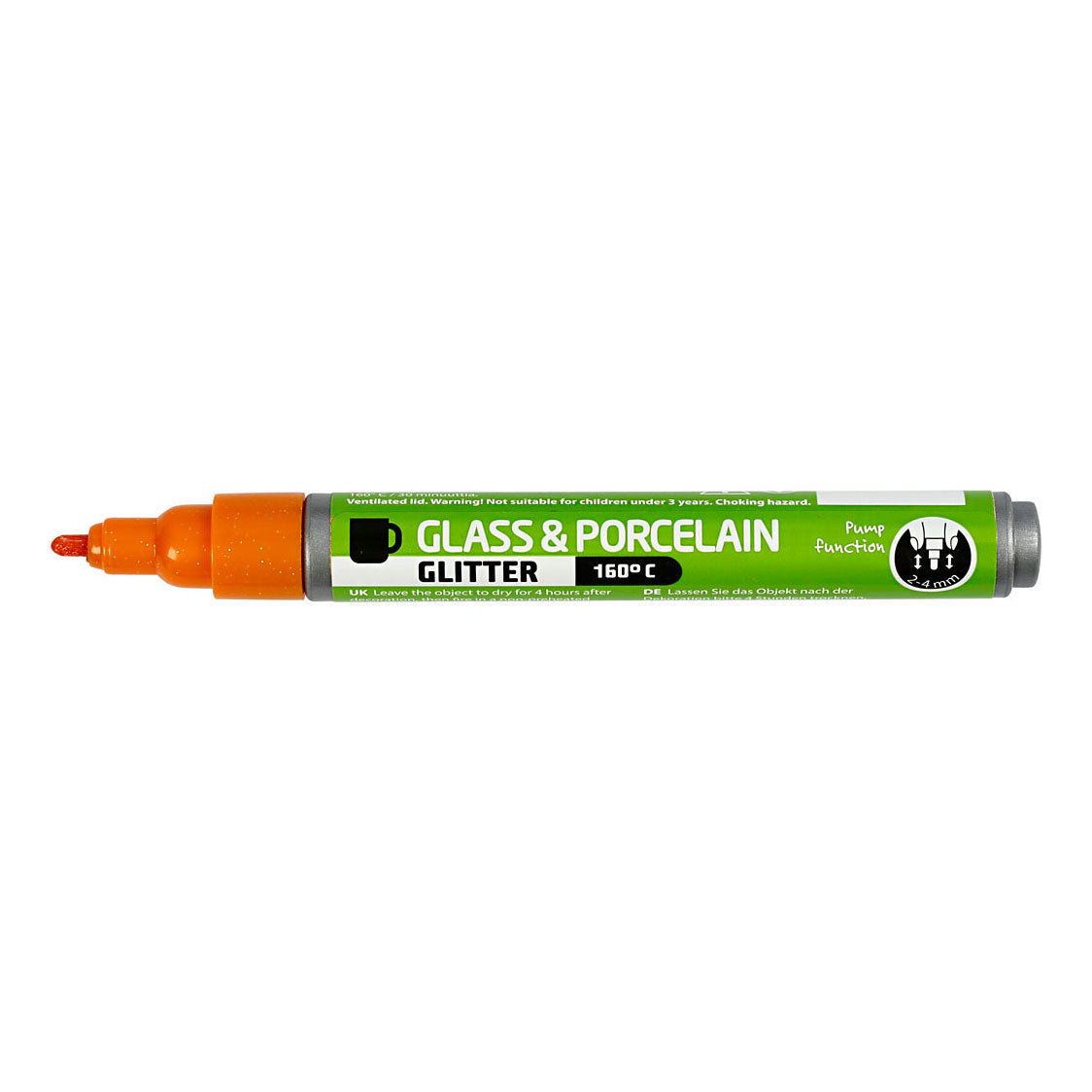 Creativ Company Glass and Porcel Staff Glitter Semi-Cover- Orange