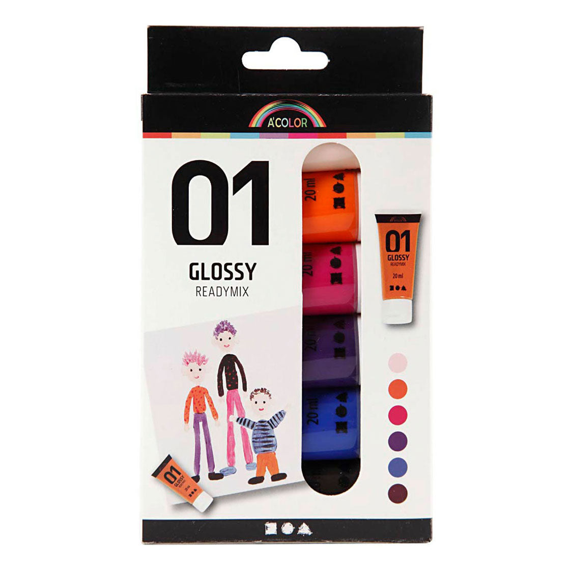 Creativ Company Acryl molen fir Kanner glänzend extra Faarwen, 6x20ml