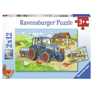 Ravensburger - On the construction site and farm Puzzle 2x12 pieces