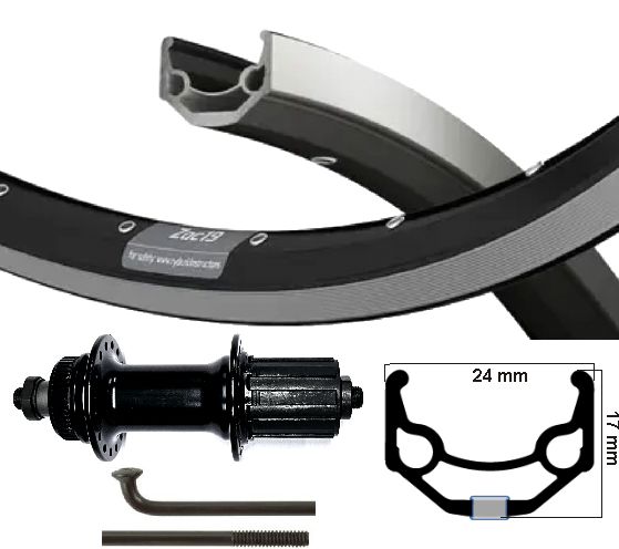 KGS Hinterrad 28 Zoll 622 Kassette 8-10 Geschwindigkeit ZAC 19 Schwarz Silber Centerlock V-Breme