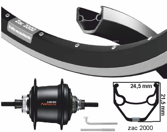KGS Ryde baghjul 28 tommer 622 Sort sort rustfrit stål Nexus 7 Disk Centerlock V-Brake