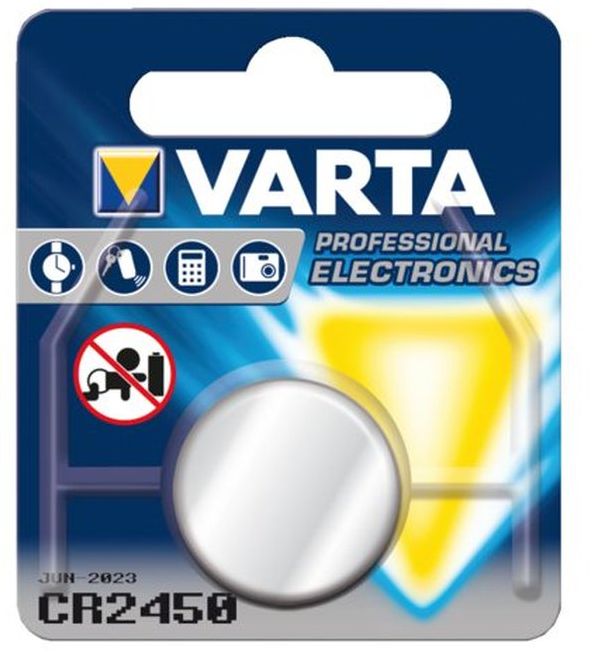 Var ta cr2450 lithium 3v op kaart