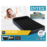 Intex 64146 Kissen Ruhe Klassiker Twin Lufbett + Pumpe 99x191x25 cm Schwarz